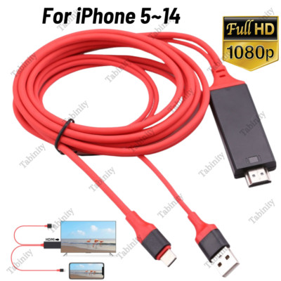 HDMI Mirroring AV Cable Phone to TV HDTV Adapter 1080P for iPhone 14 13 12 11 XR