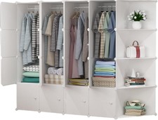 White Wardrobe Modular Clothes Organizer 175x140 cm, White RRP £130 *NEW*
