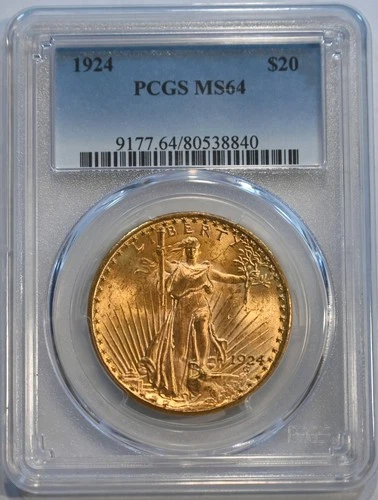 1924 Saint Gaudens $20 gold  PCGS graded  MS64  gold coin -  free shipping!!!