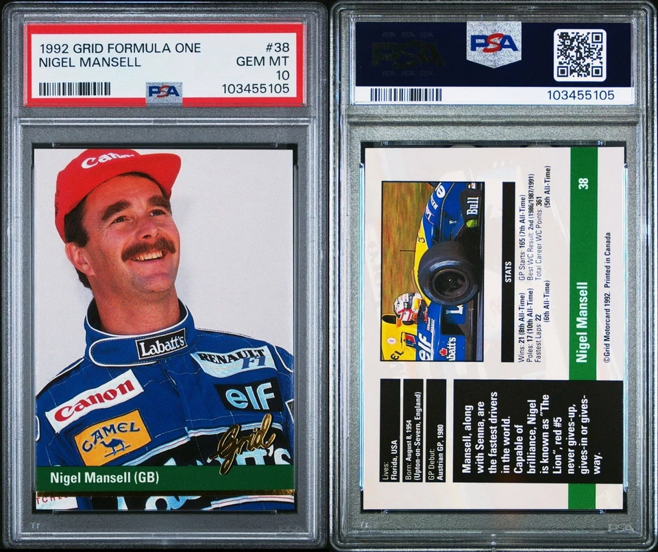 1992 Grid F1 Nigel Mansell #38 PSA 10 - Image 3 of 3