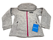 Columbia Fleece Jacket Youth Girl XS 6/6X Benton II Gray Hood Front Full Zip