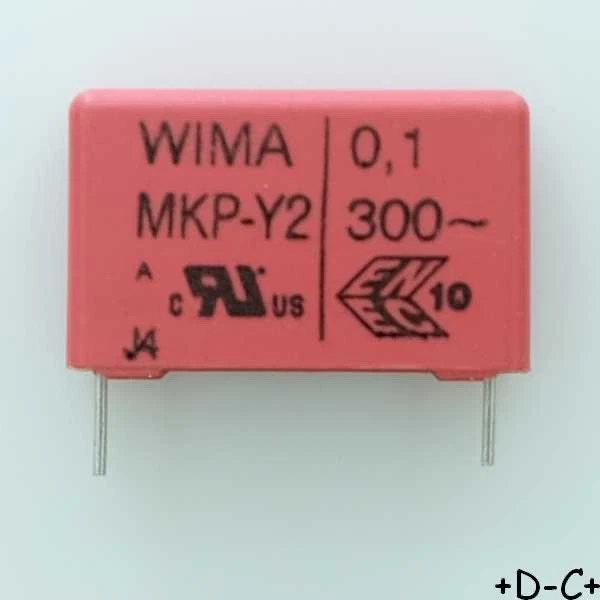 Condensateur MKP-Y2 100nF 300VAC pas22.5 Wima RoHS