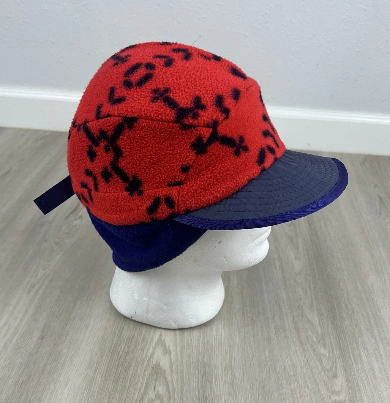 Vintage 90s Patagonia Synchilla Fleece Duckbill Hat Cap Large USA Colorful Aztec