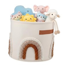 Rainbow Baby Toy Baskets Tufted Woven Cotton Rope Boho Storage Blanket Basket