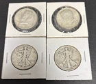 Kennedy & Walking Liberty Half Dollars Lot Of 4 90% Constitutional Silver Coins