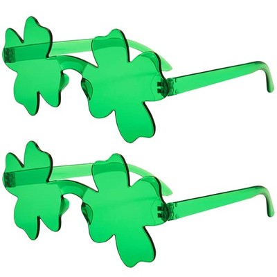 XiawaLangzhuo 2 Pair Four Leaf Clover Sunglasses St. One Size, Green 