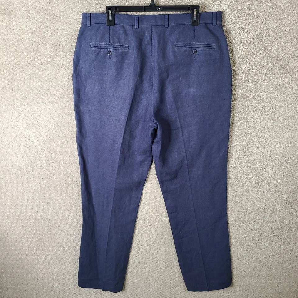 Daniel Cremieux Pants Mens 36x34 (36x31) Blue 100% Linen Signature Flat Front - Image 3 of 4