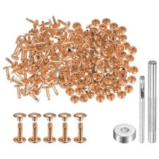 100 Sets Leather Rivets 10 x 7mm Metal with 3 Setter Tools Light Gold Tone