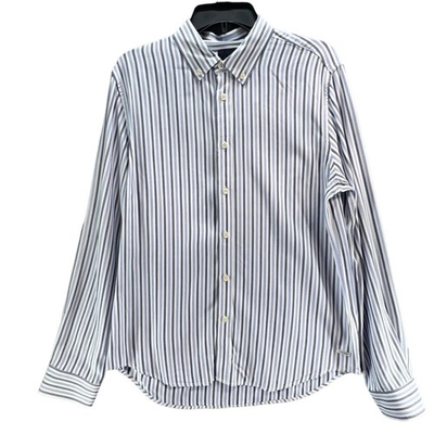 #ad Scotch amp; Soda Shirt Mens L Blue White Stripe Viscose Button Down Business Preppy $27.88