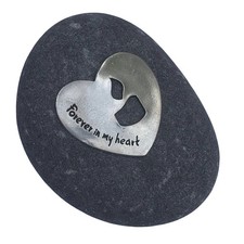 Sympathy Remembrance Gift - Forever in My Heart River Stone with Candle Motif...