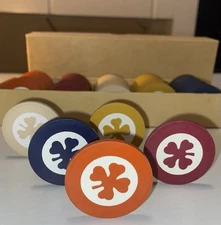 1905 Inlaid Shamrock Poker Chips.  Set Of 100.  Mint Condition.