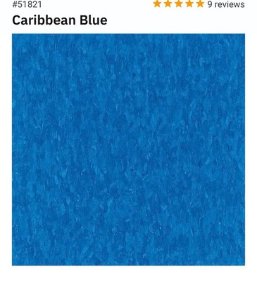 Armstrong 51821 Caribbean Blue Vinyl Composition Tile VCT 12'' x 12'' (45 SF/Box)