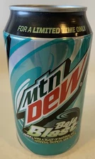 12 oz. MTN DEW SODA CAN ( TACO BELL BAJA BLAST ) EMPTY BOTTOM OPENED