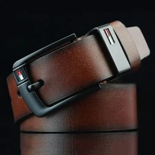 Men PU Leather Pin Buckle Belt Adjustable Classic Dress Jeans Waist Strap