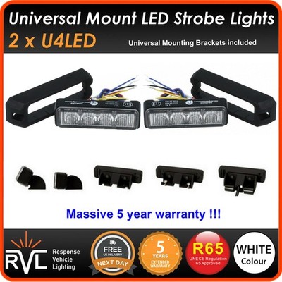 2x 4LED 12/24V WEISS Strobe Grill Oberfläche Blinklicht Leuchtleiste Rückholscheinwerfer