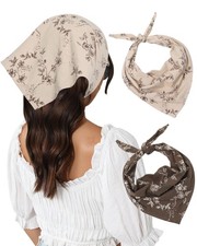 Cotton Floral Hair Scarf - 2PCS Hair Scarves and Bandanas for Women Triangle ...