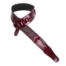 LID-06 Sangria Purple Leather Padded Guitar Strap with Western Floral Tooling