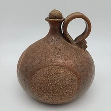 Ceramic Oil Lamp / Vase / Lidded Pitcher / Oil Lamp Signed D Evans 4" tall 1980