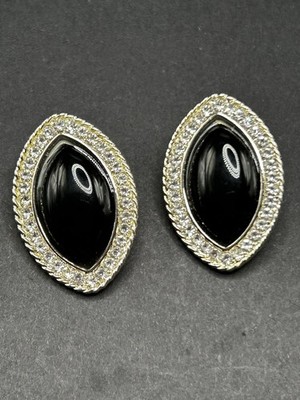 Heaven Mayhem Black Cabochon Rhinestone Silver Post Earrings 1.5  Anthropologie