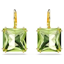 Orecchini goccia Swarovski New Millenia taglio quadrato verde placcato oro --5636564