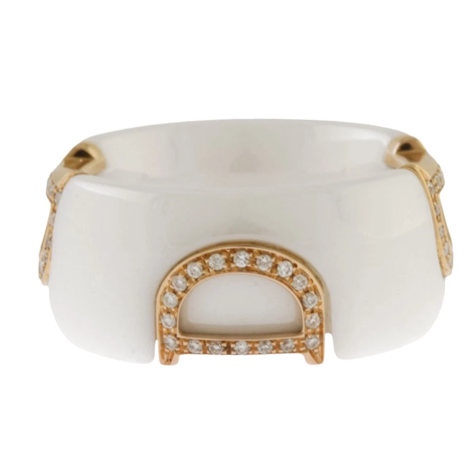 Anillo Damiani EE. UU. 6 1/8 EU52 Cerámica Blanca K18 Oro Rosa D Icono Diamante Usado Foto 4 de 4