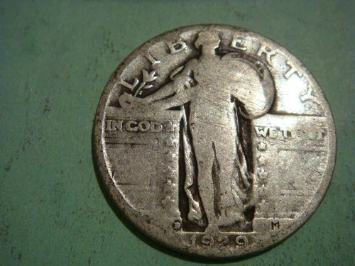 1929 D Standing Liberty Quarter album filler, actual coin in photo