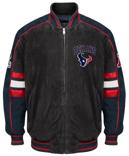 Houston Texans Jacket Suede Leather NFL Texans Coat Asst Sizes