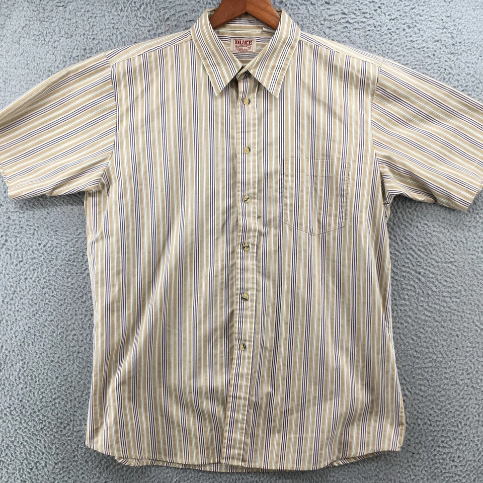 Camisa con botones Duke para hombre L multicolor a rayas mezcla de algodón manga corta cuello Foto 2 de 4