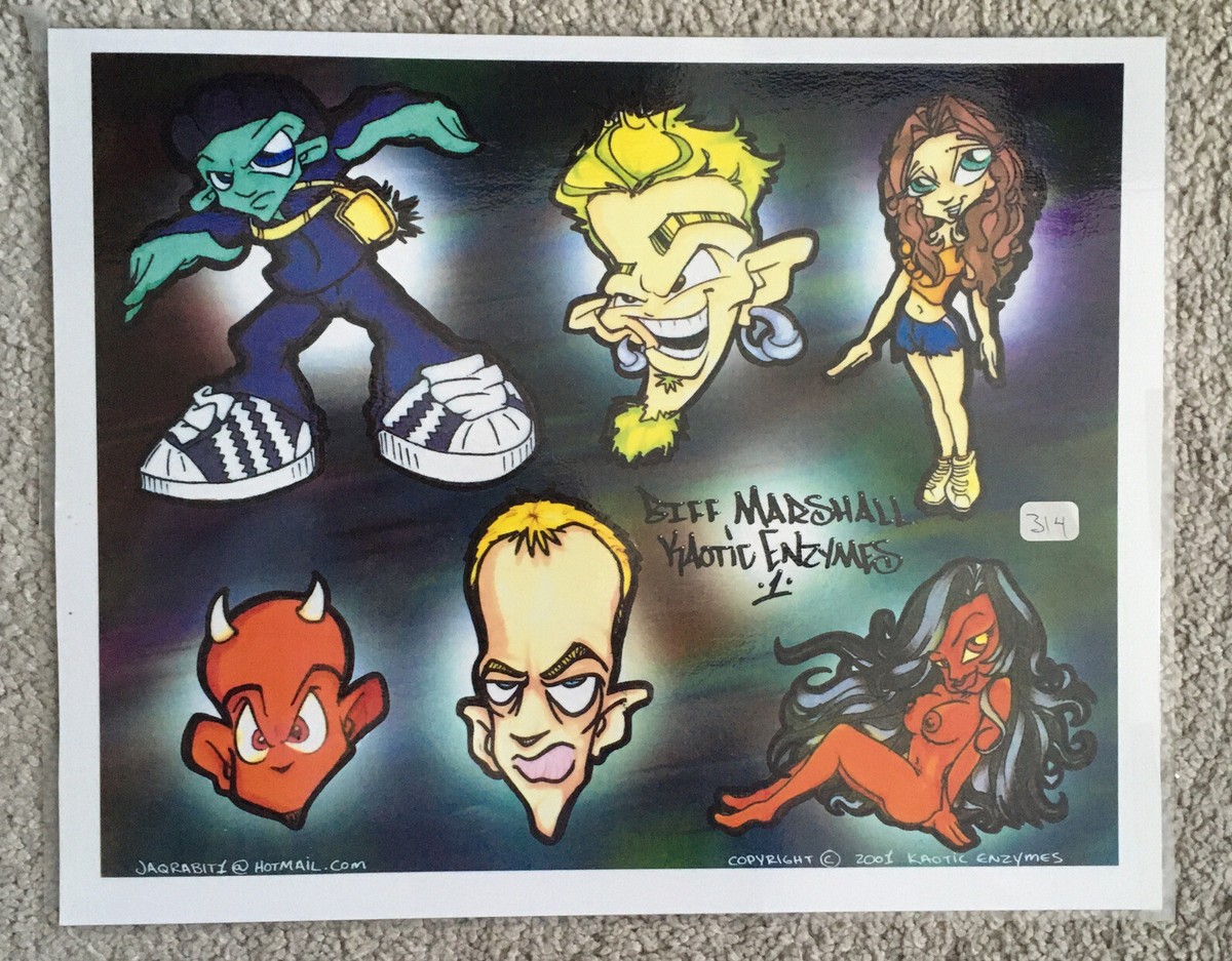 Tattoo Flash Single Sheet Print Biff Marshall, Kaotic Enzymes