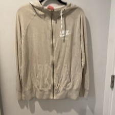 Nike Beige Cotton Blend Zip Up Hooded Jacket Size XL
