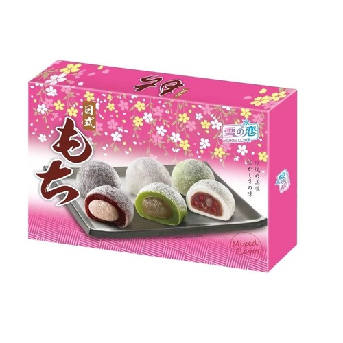YUKI & LOVE JAPANESE STYLE MOCHI MIX FLAVOR RED BEAN GREEN TEA TARO 