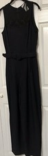 Vintage Black Sleeveless Belted Jumpsuit Scarlett 12M Made In USA Lace Dressy