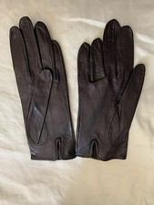 Beautiful Vintage Italian BLACK Leather Ladies Gloves Size 6 1/2 Supple UNWORN