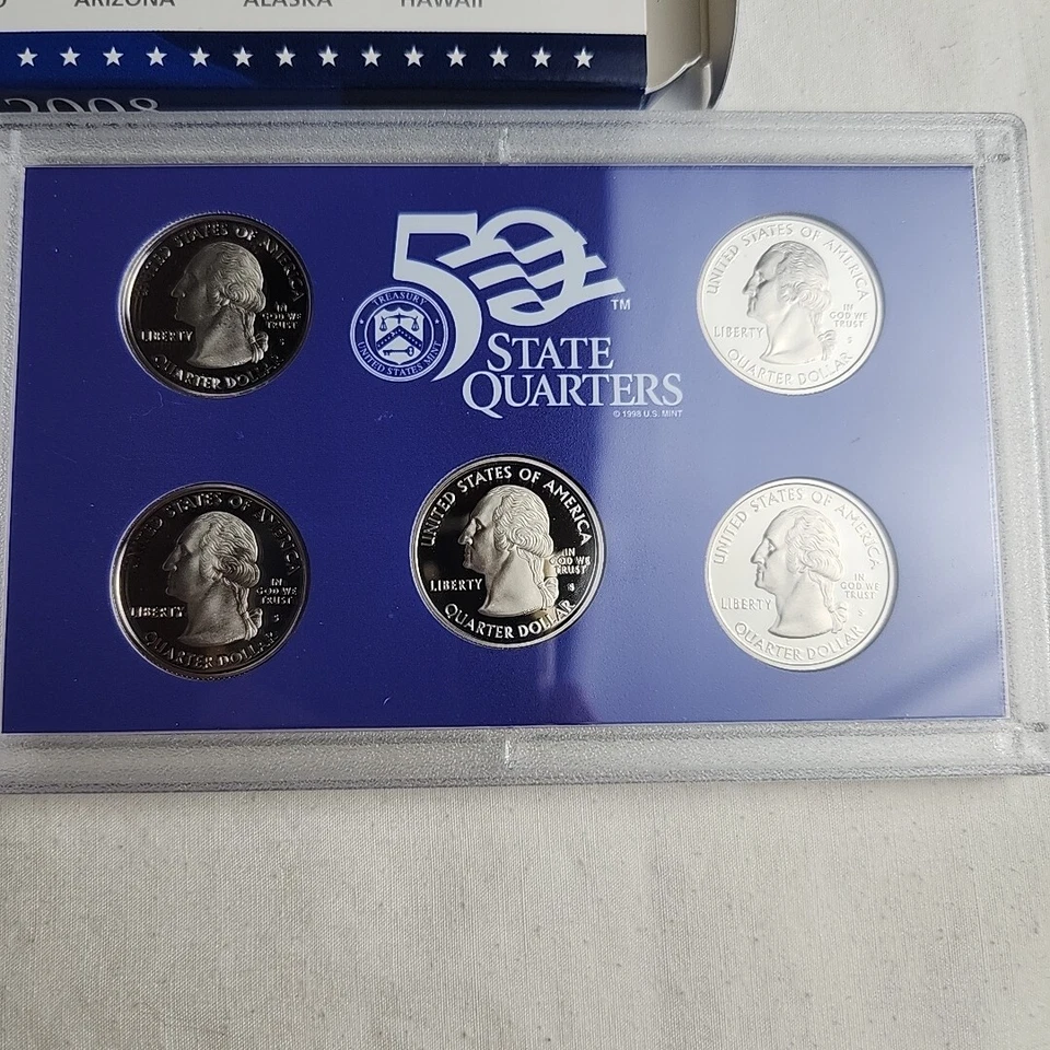 2008 US MINT Proof State Quarter Set Orginal Box COA 5 Coins - Image 2 of 2