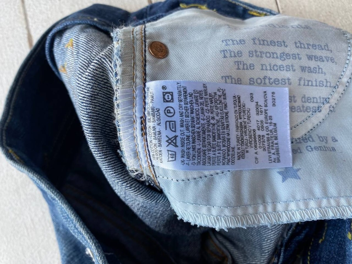 VNTG Levis Blue Fingered Genius Star Selvedge Womens Jeans 32x34