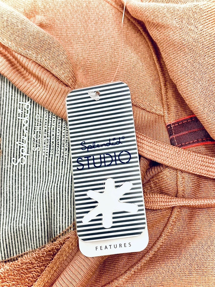 Espléndida sudadera con capucha recortada a rayas en rosa tostado | Talla pequeña 💗NUEVA CON ETIQUETAS💗 Foto 3 de 4