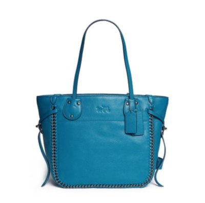 NWT Coach Tatum Leather Whiplash Tote Handbag Antique Nickel Teal