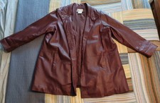 Venezia Women's Red Genuine Leather Trench Coat Size 24w