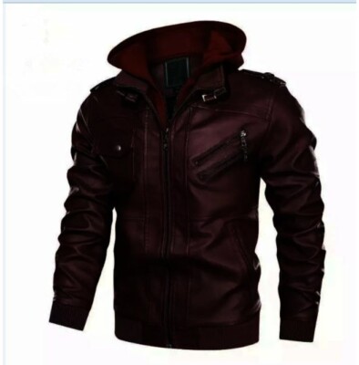 Handmade Maroon Leather Fashion Jacket for Men, Winter Leather Apparel