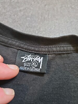 STUSSY BIG LION LOGO 2 SIDED T SHIRT BLACK SZ XL | eBay