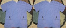2 Pc Scrub Station Unisex Scrub Top W/ bottom pockets Blue Sz M