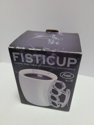 FISTICUP Knockout Fred Ceramic Coffee Mug w Brass Knuckle Novelty Handle 4” - Picture 4 of 4