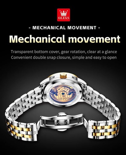 OLEVS Automatic Mechanical Waterproof Luxury Watch Date Men's Wristwatch - Picture 11 of 28