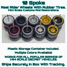 10 SPOKE Real Rider Wheels Rubber Tire For 1/64 Scale Hot Wheel Other