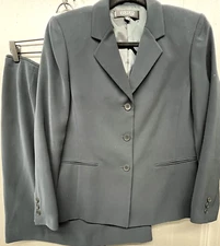 Kasper Skirt Suit Women 8P Blue 2 Pc Lined Blazer Jacket Career Office