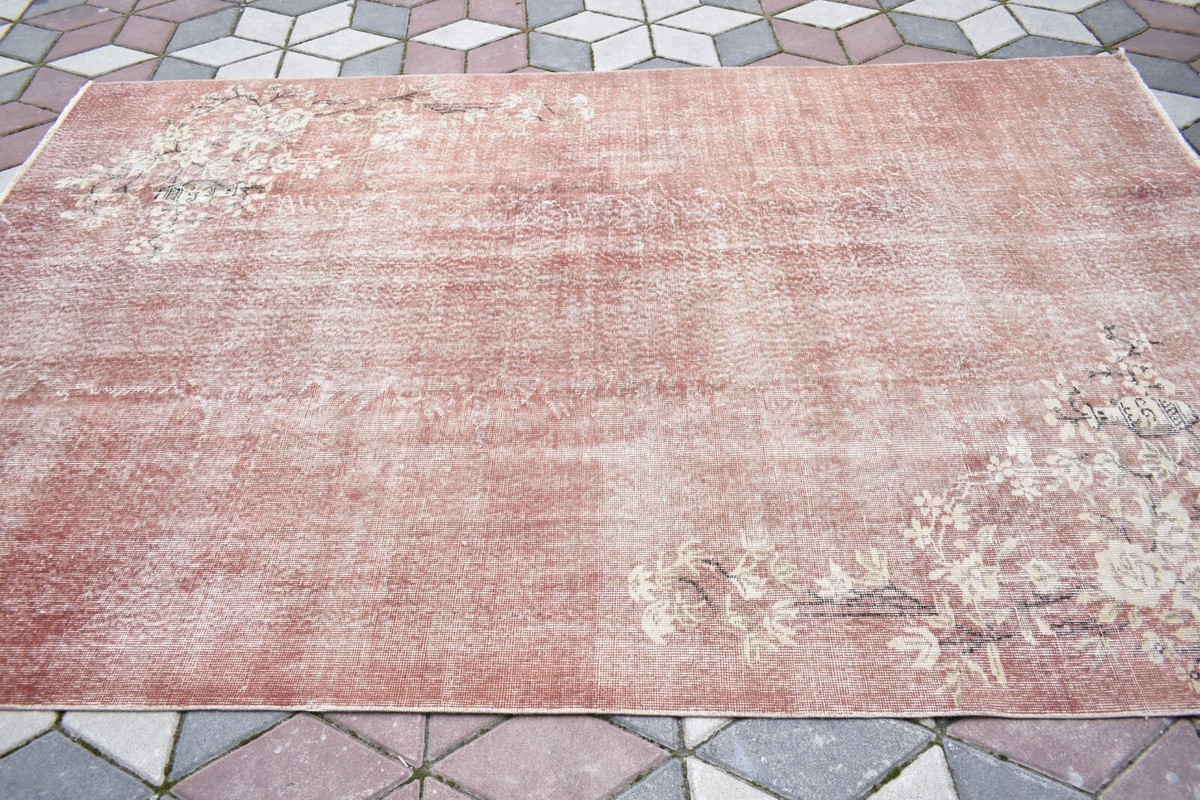 ROUND112cm\"Clockwork”ViNTAGE TURKiSH RUG Vintage Turkish Rug 71'' x 112'' Anatolian Hand-knotted Rug