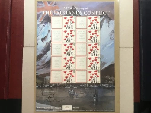Buckingham Covers 25th Anniv Falklands Conflict Stamp Sheet Multi Signed