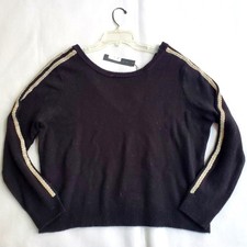 NWT 245 Elie Tahari Black Embellished Merino Cashmere Sweater Sz Large