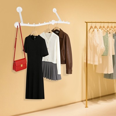 Wall Mount Clothes Rack White Metal Clothing Garment Display Rack Retail New