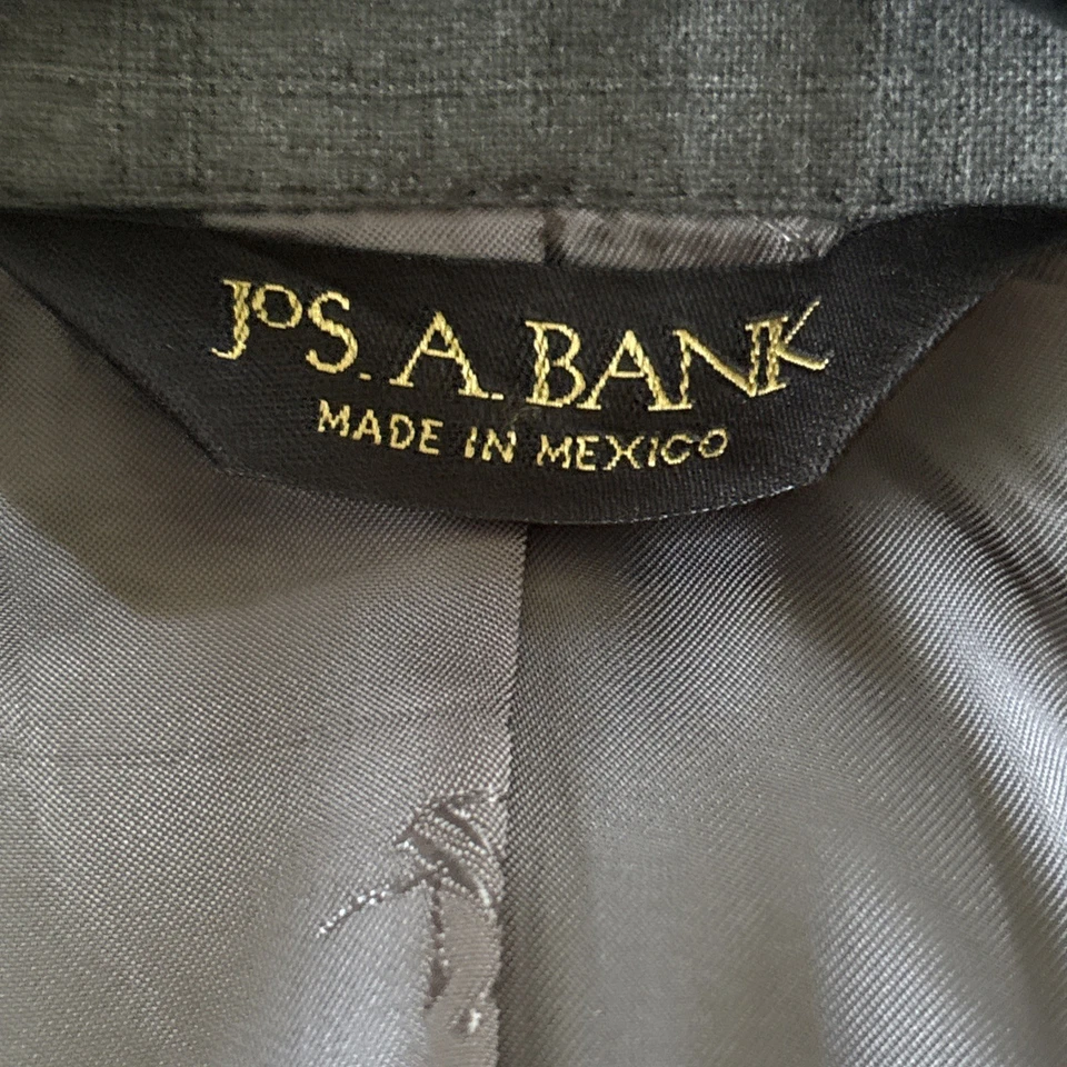 Joseph A Bank Signature Gold 2 Piece Suit Mens 50L 42X31 Gray Wool Muted Plaid - Image 4 of 4